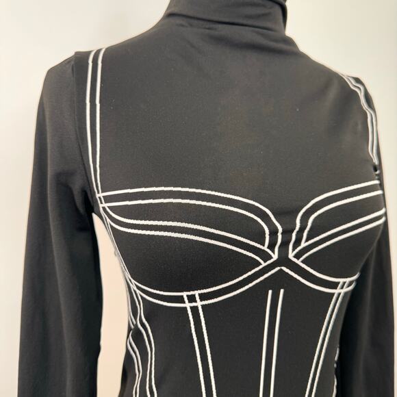 Wolford Theresa String Bodysuit Black White Corset Baddie Luxury Goth Size M - Picture 8 of 16